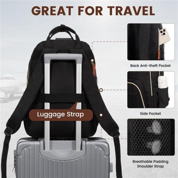 Laptop Backpack for Women, Unisex Travel Anti-theft Bag, Business Work Backpack - Picture 3 of 7